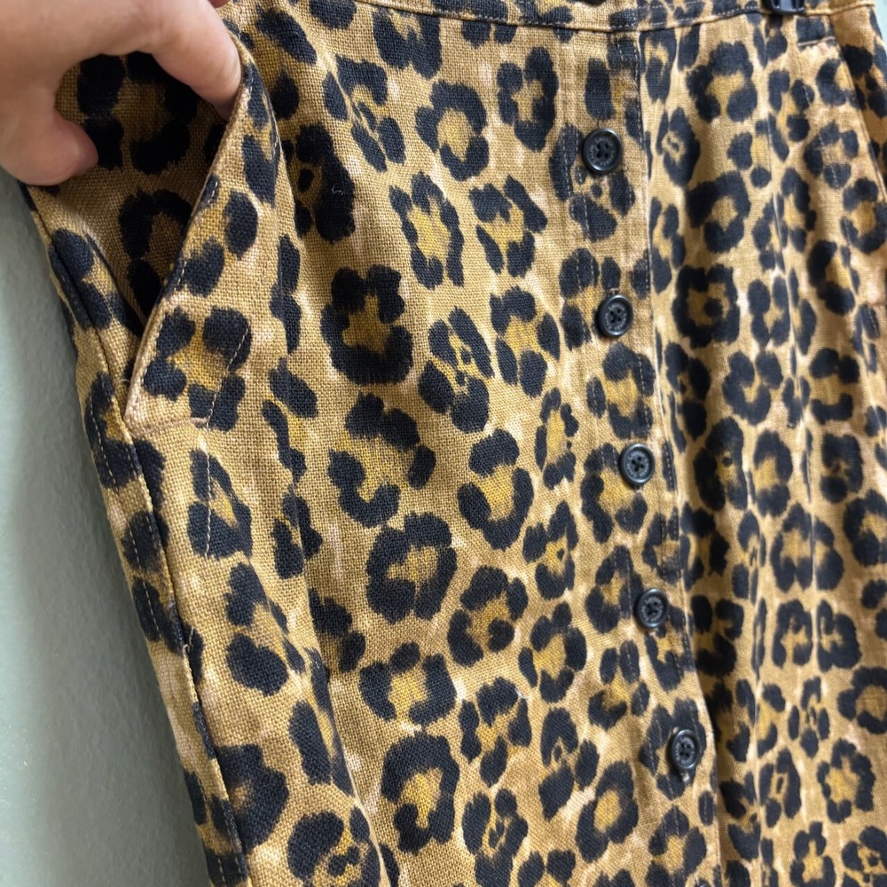 Lauren Ralph Lauren Linen Blend Skirt Size 6P Petite Button Pencil Leopard - Picture 2 of 9